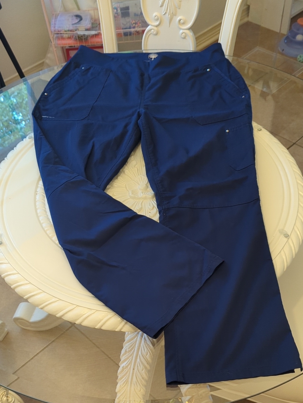 purple Label By Healing Hands Navy Cargo Scrub Pants L